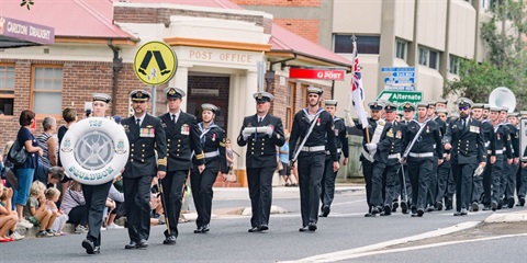 Marching at parade